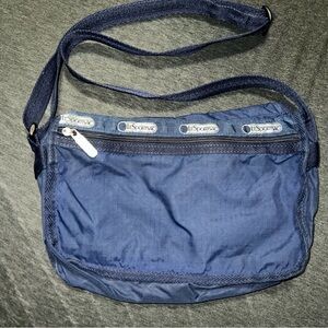 Le sportsac bag navy blue messenger bag shoulder bag crossbody zipper adjustable
